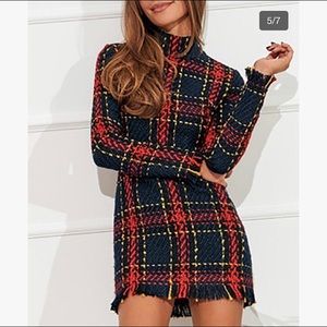 Long Sleeve Tweed Dress